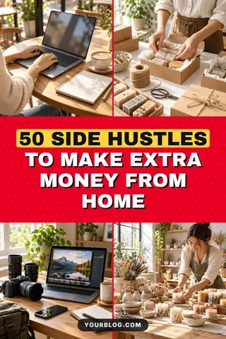 Side hustles – free personal finance Pinterest pin template